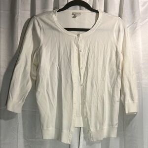 Talbots Classic White Cardigan Sweater
